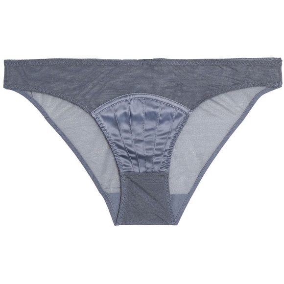 STELLA MCCARTNEY Cherie Sneezing satin-trimmed mesh low-rise briefs grey M 6-8 - Picture 1 of 10